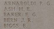 James Bern's name is inscribed on Tyne Cot Memorial to the Missing, Belgium.