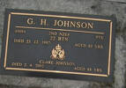 G.H. JOHNSON. 45094, 2nd NZEF. Pte. 22 Btn. Died 23.12.1997 aged 85 years. 
CLARE JOHNSON, died 2.4.2002 aged 88 years.
Both are buried in the Taruheru Cemetery
Blk RSAAS Plot 193
