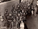 Photograph of soldiers marching that is believed to include HE Hodgins (s/n 48711).