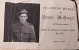 '12th Reinforcements. Killed in Action in France, October 4th, 1917. Aged 21 years.'