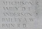 James Anderson's name is inscribed on Messines Ridge NZ Memorial to the Missing, West-Flanders, Belgium.
