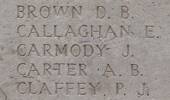 James Carmody's name is inscribed on Tyne Cot Memorial to the Missing, Belgium.