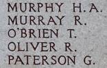 Thomas O'Brien's name is on Chunuk Bair New Zealand Memorial to the Missing, Gallipoli, Turkey.