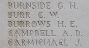Charles Burr's name is inscribed on Tyne Cot Memorial to the Missing, Belgium.