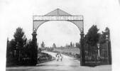 Coburg General Cemetery gates, 1908.  Re-named Pine Ridge Cemetery, mid 1990s following amalgamations of local municipalities