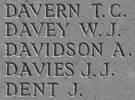 Thomas Davern's name is inscribed on Caterpillar Valley NZ Memorial to the Missing, France.