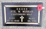 This image is of the bronze plaque in the lawn cemetery of the services section of the Havelock, Marlborough, NZ for 38302 Pte William Murray, Canterbury Regiment, 1NZEF. Plaque restored by the NZ Remembrance Army April 2021.