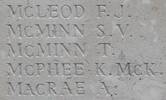 Thomas McMinn's name is inscribed on Caterpillar Valley NZ Memorial to the Missing, France.