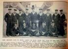 Full caption reads: 'New Zealand Lads in Blue: Group of boys from the land of the Kiwi and Moa serving on board HMS [sic] Australia'.
