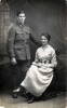 Thomas Jesse Towersey DUNN wearing military uniform. Elise wearing a light coloured dress. Studio portrait.