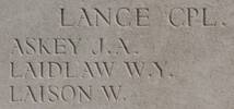 James Askey's name is inscribed on Messines Ridge NZ Memorial to the Missing, West-Flanders, Belgium.