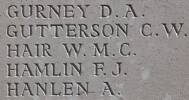 Charles Gutterson's name is inscribed on Caterpillar Valley NZ Memorial to the Missing, France.