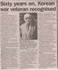 Sixty Years on, Korean War Veteran recognised