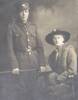 Lew was posing in his uniform with his fiancee, Annie Louise Smith (Lulu), for this picture. He returned from war to marry her. The original picture is inscribed on the back in his own handwriting, the deciphered inscription reads: &quot;Dear Amy and Florrie, ... you all a bright... + Gods riches. Blessings Lew and Lulu&quot;