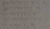Francis McIntyre's name is inscribed on Messines Ridge NZ Memorial to the Missing, West-Flanders, Belgium.
