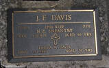 2nd NZEF, 230205 Pte J F DAVIS, NZ Infantry, died 5 December 1979 aged 60 years. FREDA M DAVIS, died 4.1.1999 aged 76 yrsThey are buried in the Taruheru Cemetery, Gisborne Block RSAA S/A Plot 592