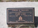 Lt # 4119 COLIN A BAYNES - EM - 2nd NZEF 19 BTN & J FORCE 22BTN Died 29 - 4 -1998 aged 85yrs A ANNE BAYNES died 14.4.2000 aged 61yrs They are buried in the Wanaka Cemetery, SI 