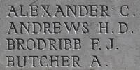 Charles Alexander's name is inscribed on Caterpillar Valley NZ Memorial to the Missing, France.