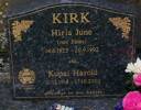 KIRK - HIRIA JUNE (nee JONES), 14.6.1925 - 20.9.1992 and KUPAI HAROLD 21.12.1918 – 17.10.2002. Always in our hearts.