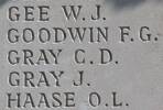 Francis Goodwin's name is inscribed on Caterpillar Valley NZ Memorial to the Missing, France.