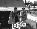 Robert Balfour (Left) & John Oldfield outside headquarters of 18th Squadron, Ondonga New Georgia 1943.