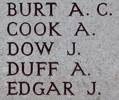 James Dow's name is on Chunuk Bair New Zealand Memorial to the Missing, Gallipoli, Turkey.