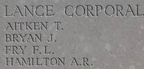Thomas Aitken's name is inscribed on Caterpillar Valley NZ Memorial to the Missing, France.