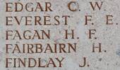 Francis Everest's name is on Lone Pine Memorial to the Missing, Gallipoli, Turkey.