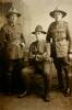 Walter David Barratt, Walter Howard Dunn, George Henry Ralph wearing WW1 uniforms, lemon squeezer hats and insignia. Studio photo unknown location