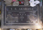 Vietnam, 40344 Bdr T R AKARANA, R.N.Z.A., died 2 February 1993 aged 49 years
He is buried in the Taruheru Cemetery, Gisborne
Blk RSA 34 Plot 363