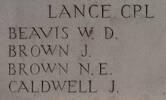 James Brown's name is on Messines Ridge NZ Memorial to the Missing, West-Flanders, Belgium.