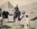 Nolan on a camel at the Great Pyramids, Cairo.
