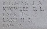 Thomas Lane's name is inscribed on Tyne Cot Memorial to the Missing, Belgium.