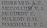 Charles McCurdy's name is inscribed on Caterpillar Valley NZ Memorial to the Missing, France.