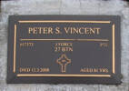 PETER S. VINCENT. 657373, J Force, Pte, 27 Btn, died 12.3.2008 aged 81 years. He is buried in the Taruheru Cemetery, Gisborne Blk RSAAS Plot 220