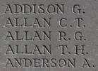 Charles Allan's name is inscribed on Caterpillar Valley NZ Memorial to the Missing, France.