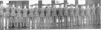 AIR FORCE PILOTS who have completed their period of training at the Royal New Zealand Air Force Flying Training School Wigram and who were passed out at an inspection held last Thursday by Group-Captain H.W.L. Saunders. Most of them will leave for England shortly for service with the Royal Air force. From the left, Acting Pilot Officers J.E. Hull T.F. Gill, W.I. Anstey A. E. Wickham, V. A. Cuningham R.M. Stewart, R.W. Roots, W.A. Foster, B.W. Peryman, A.K. Round, W. Smillie G.M. Allcock, J.F. Gavin, D.L. Prichard V.B. de la Perelle J.C. Hayter H.L. Oakley, and D.W.S.Clark.
