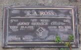 1st NZEF, 5/813 Dvr K A ROSS, Army Service Corps, died 25 June 1977 aged 86 years; DORIS ROSS, died 21 February 1986.
Both are buried in the Taruheru Cemetery, Gisborne
Blk RSA Plot 785