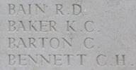 Charles Barton's name is inscribed on Messines Ridge NZ Memorial to the Missing, West-Flanders, Belgium.