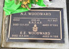 Flt Sgt # 43513 N J WOODWARD 1939-45 - RNZAF Died 12.8.2021 Aged 92yrs - E E WOODWARD Died 19.8.2019 Aged 91yrs Both are buried in the Taruheru Cemetery, Gisborne Blk RSAAS Plot # 364 