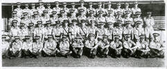 Unidentified group shot with William M. Sharp (s/n 34491) sitting centre front, wearing lemon squeezer hat
