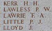 Francis Lawrie's name is on Lone Pine Memorial to the Missing, Gallipoli, Turkey.