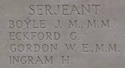 James Boyle's name is inscribed on Tyne Cot Memorial to the Missing, Belgium.