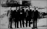 First five men enlisted in Waiuku 1914.  25 year Reunion in August 1937 at Rotorua RSA.
Major J.H. Herrold DSO, Sergeant F. Knight, Trooper R. Hammond, Corporal A. Glass, Sergeant-Major H. Eisenhut DCM.