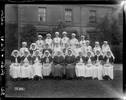 Matron Fanny Wilson and Nursing staff at Walton-On-Thames Hospital,  England (circa 1918). Twin sisters - Claire &amp; Dorothy Everett from Nelson, NZ feature  : bottom row - far right.