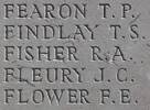 Thomas Fearon's name is inscribed on Caterpillar Valley NZ Memorial to the Missing, France.