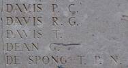 
Thomas De Spong's name is inscribed on Tyne Cot Memorial to the Missing, Belgium.