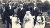 Bill Ricketts, Joe Baigent, Bob Gibbs, Ruth Baigent, Clarice Baigent (Ricketts), Queen Ricketts.