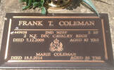 2/Lt # 449958 Fran T COLEMAN2 NZ Div. CAVALRY REGT Died 7.12.2009 aged 87yrsMable COLEMAN Died 15.5.2014  aged 85yrsBoth are buried in the Taruheru Cemetery Blk: RSAAS plot 265