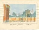 Water colour and pen sketch of railway entrance to Campo 47